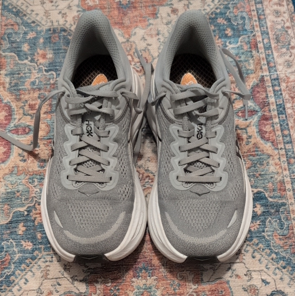 Hoka Gray Lace-Up Sneakers